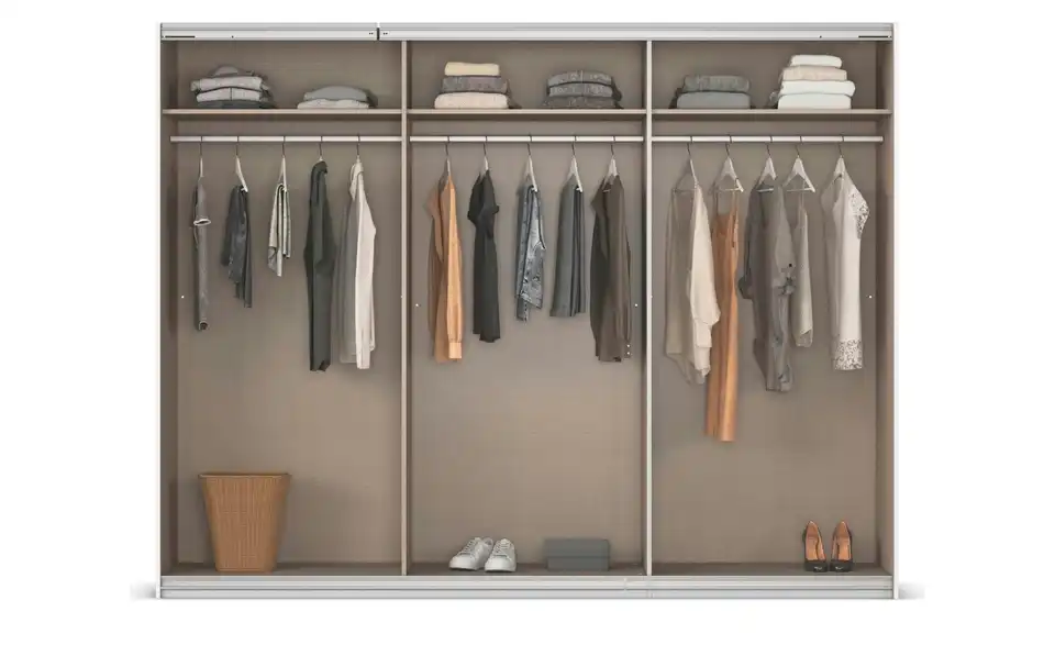 Schwebetürenschrank Malva Extra mit Spiegel, geöffnet