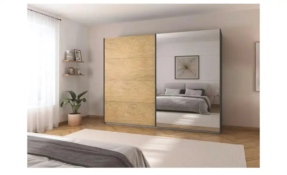 Schwebetürenschrank Malva Extra mit Spiegel, in Wohnsituation