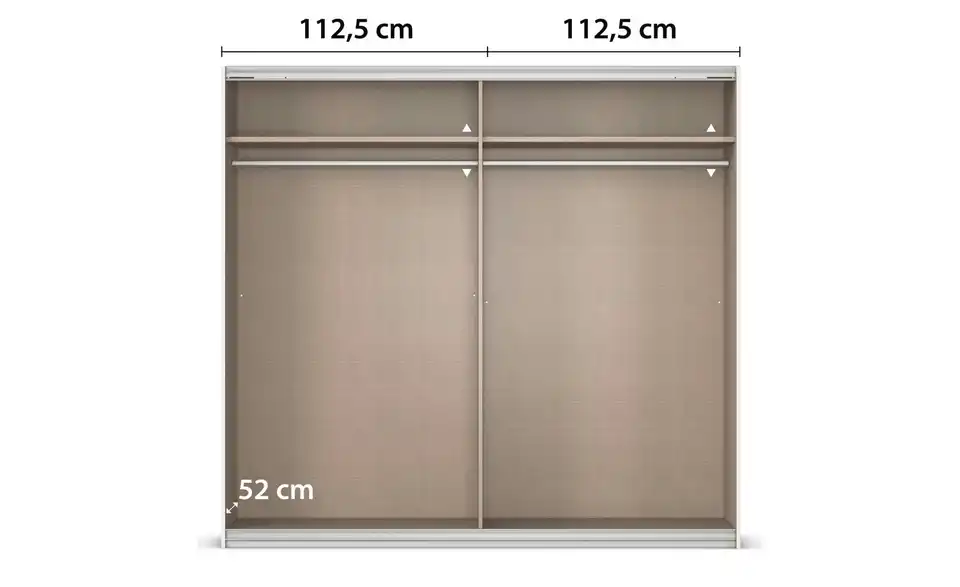 Schwebetürenschrank Malva Extra mit Spiegel, geöffnet