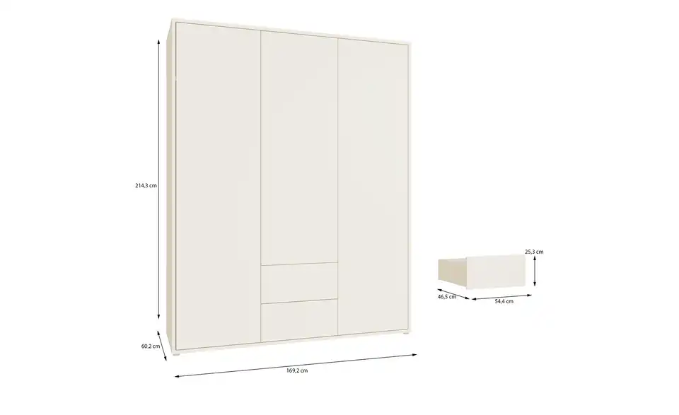 Drehtürenschrank Bolognano, Bemaßung