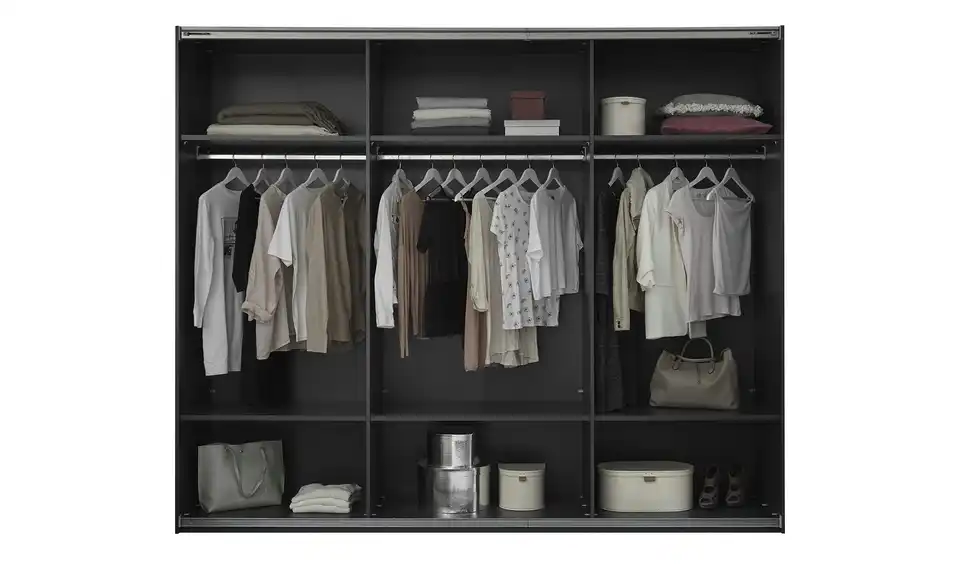 Schwebetürenschrank Minda, geöffnet