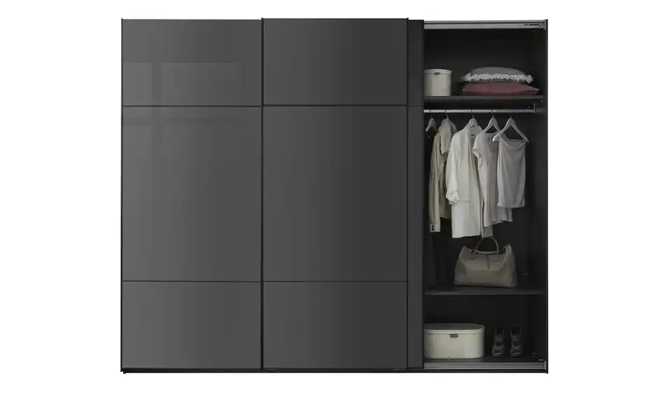 Schwebetürenschrank Minda, geöffnet