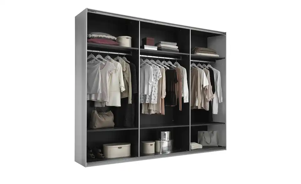 Schwebetürenschrank Minda, geöffnet
