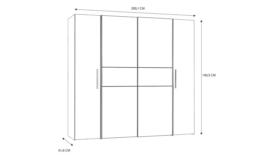 Kleiderschrank Kirton, Bemaßung