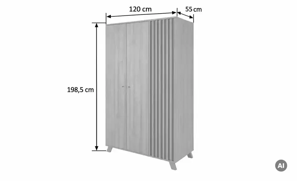 Kleiderschrank Harmony, Bemaßung