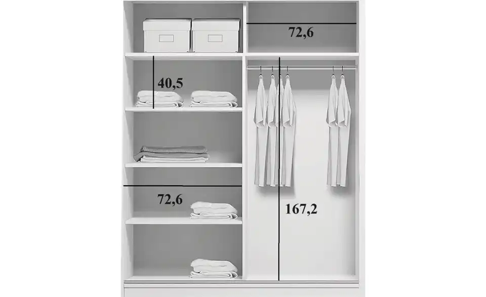 Schwebetürenschrank Abberton, Bemaßung