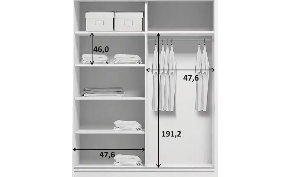 Schwebetürenschrank Abberton, Bemaßung