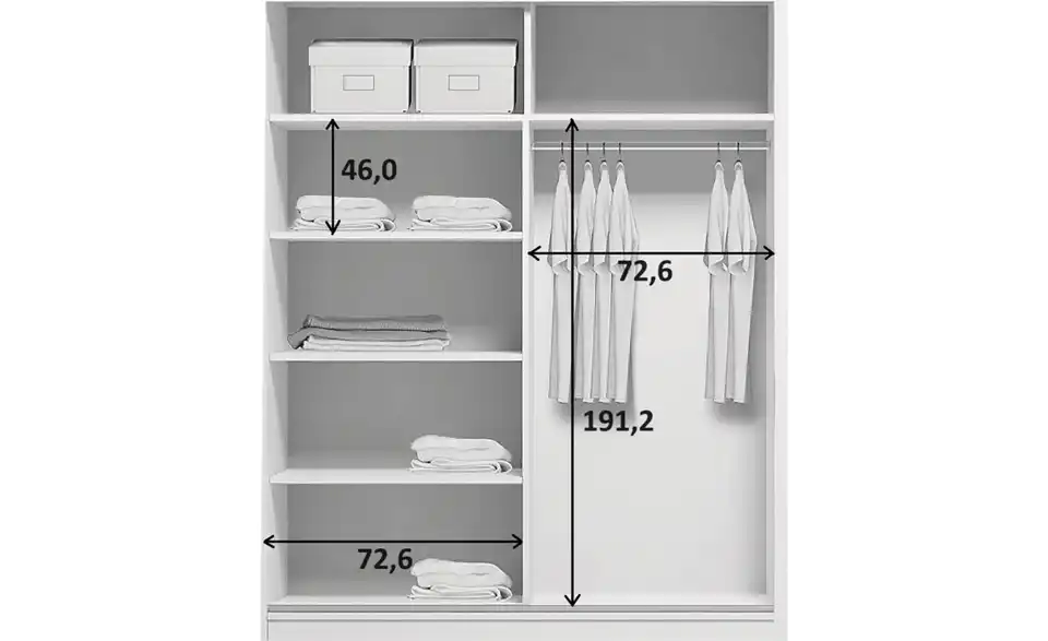 Schwebetürenschrank Abberton, Bemaßung
