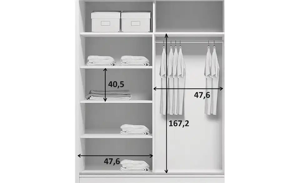 Schwebetürenschrank Abberton, Bemaßung