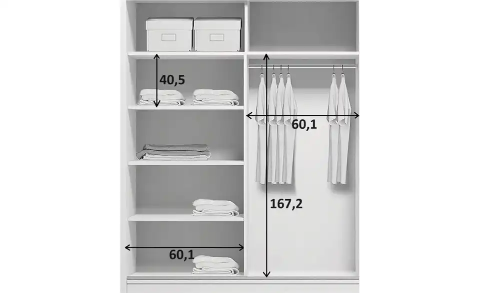 Schwebetürenschrank Abberton, Bemaßung