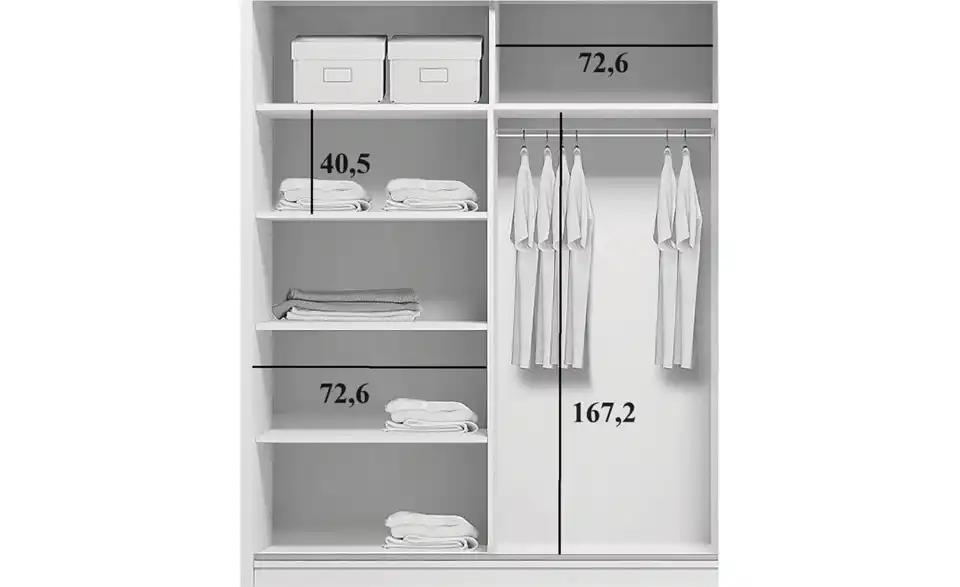 Schwebetürenschrank Abberton, Bemaßung