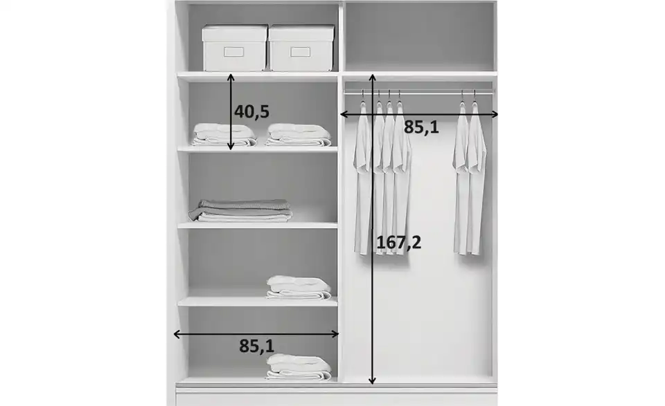 Schwebetürenschrank Abberton, Bemaßung
