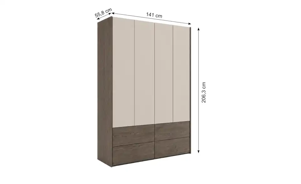Höffner Selection Drehtürenschrank Mina, Bemaßung