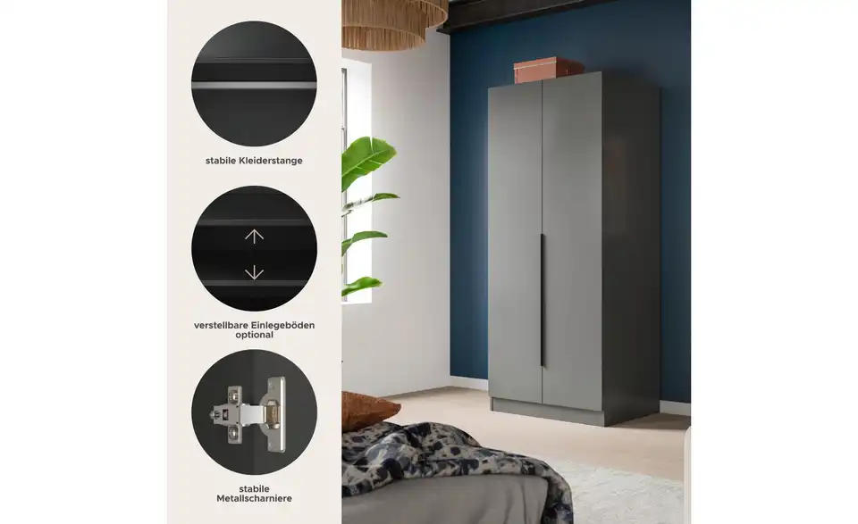 Kleiderschrank Kelty, Bild mit Text