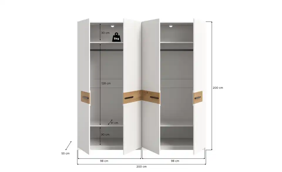 Kleiderschrank Stroud, Bemaßung