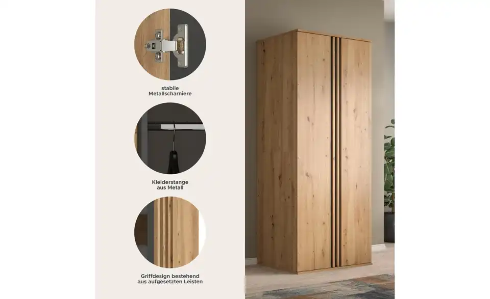 Kleiderschrank Thomby, Bild mit Text