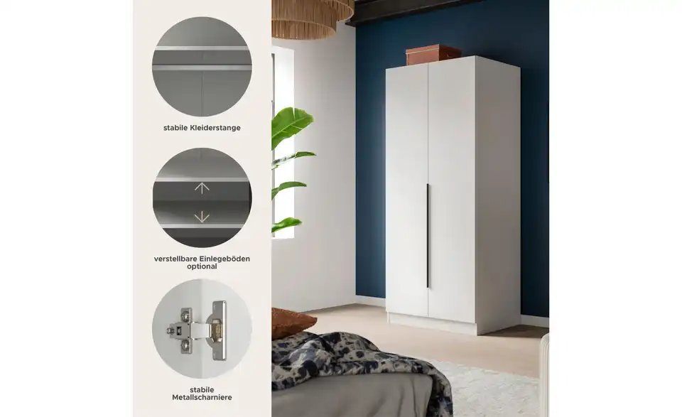 Kleiderschrank Kelty, Bild mit Text