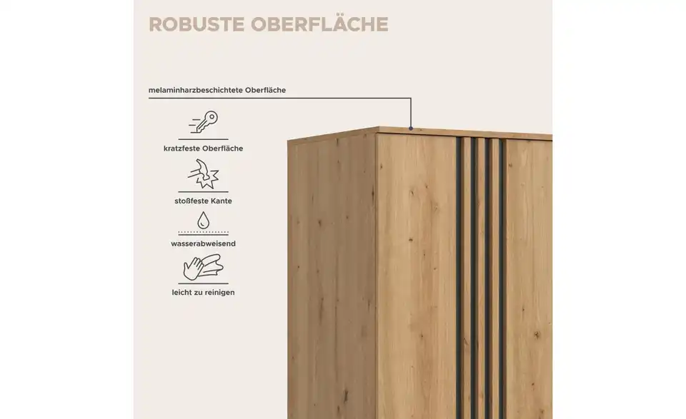 Kleiderschrank Thomby, Bild mit Text