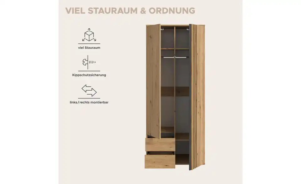 Kleiderschrank Thomby, Bild mit Text