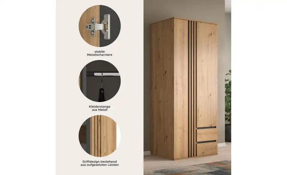 Kleiderschrank Thomby, Bild mit Text