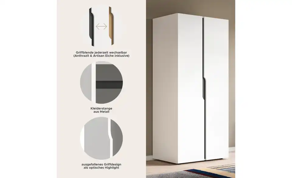 Kleiderschrank Arden, Bild mit Text