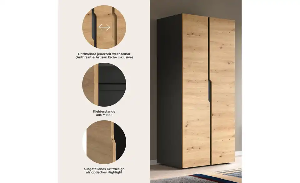 Kleiderschrank Arden, Bild mit Text