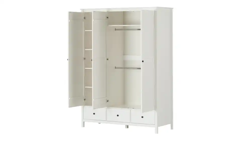 Massivholz-Drehtürenschrank Landliv aus Massivholz, geöffnet