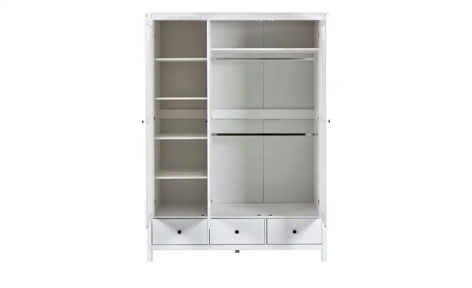 Massivholz-Drehtürenschrank Landliv aus Massivholz, geöffnet