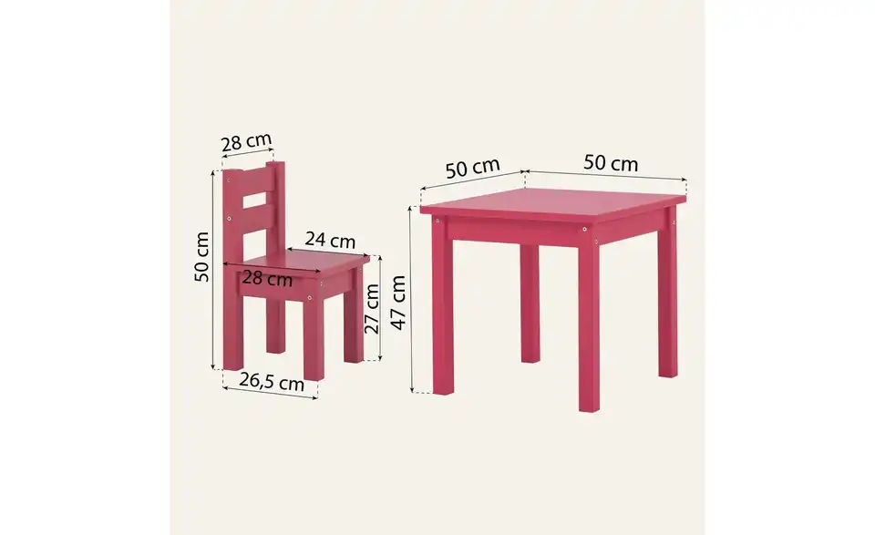 Hoppekids Sitzgruppe 3er-Set Mads, Bemaßung