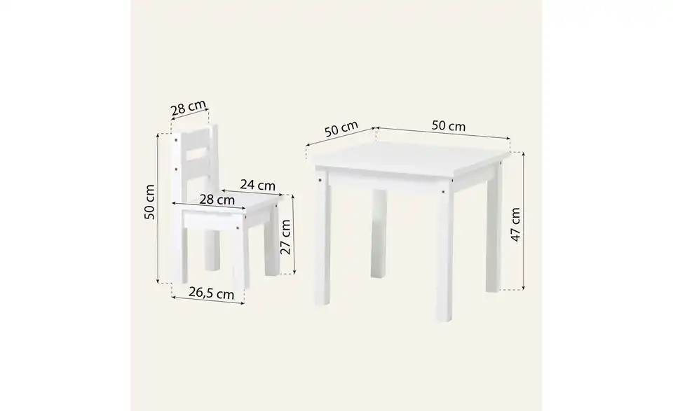 Hoppekids Sitzgruppe 3er-Set Mads, Bemaßung