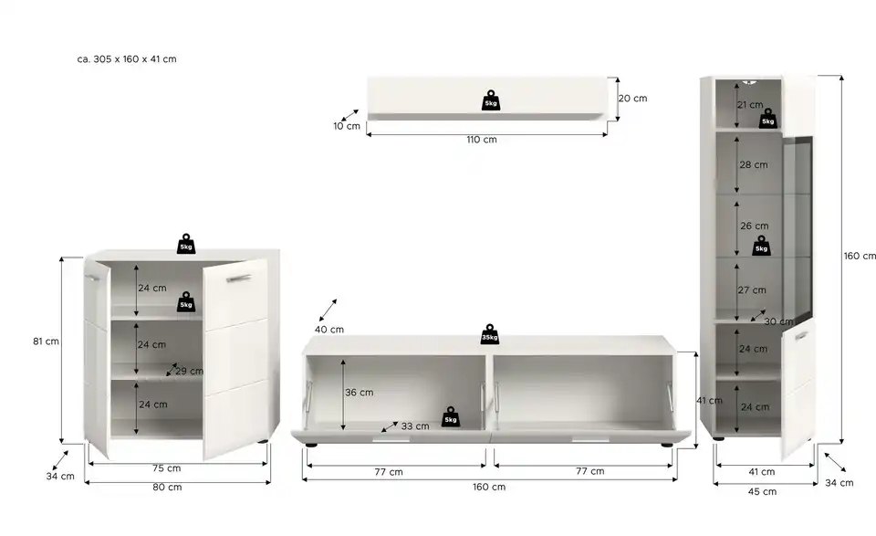 Wohnkombination, Bemaßung