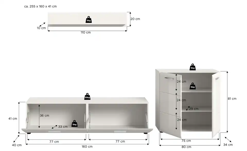 Wohnkombination, Bemaßung