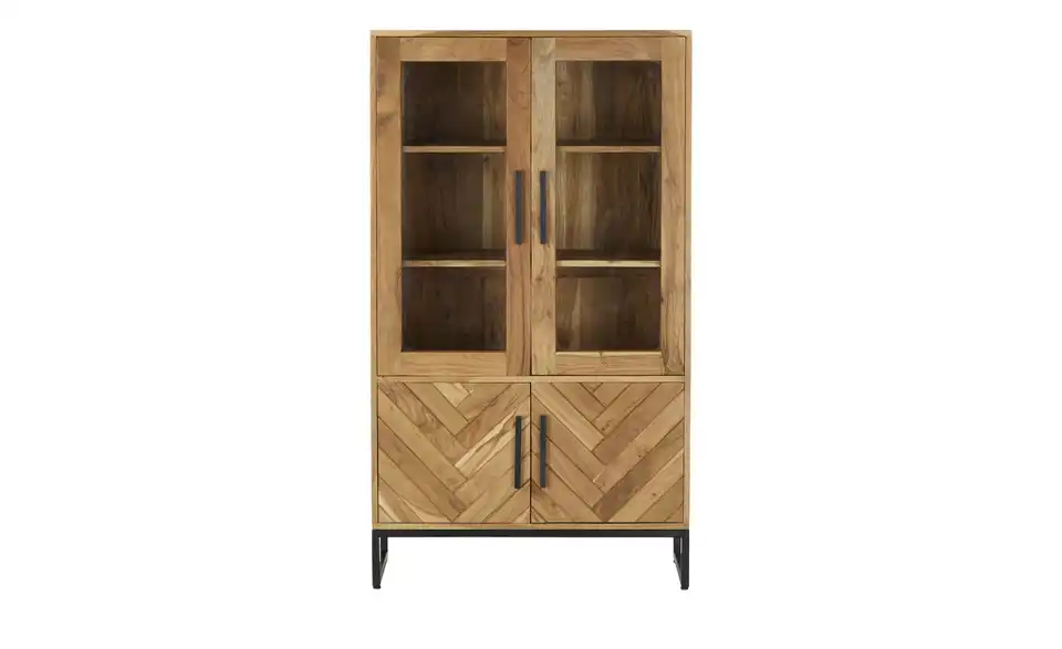 Vitrine Calatria aus Massivholz, Frontansicht