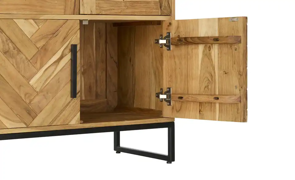 Vitrine Calatria aus Massivholz, Detailansicht