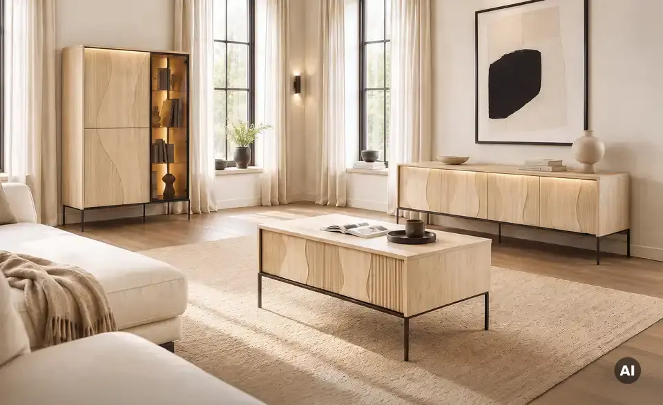 Vitrine Flow, in Wohnsituation