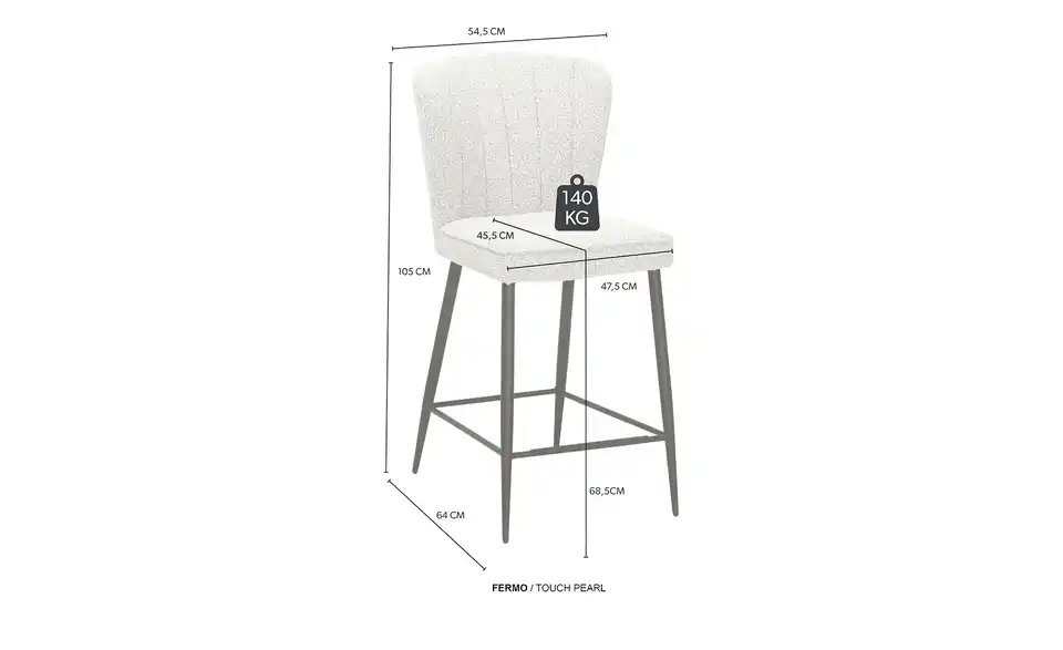 uno Barstuhl Fermo, Bemaßung