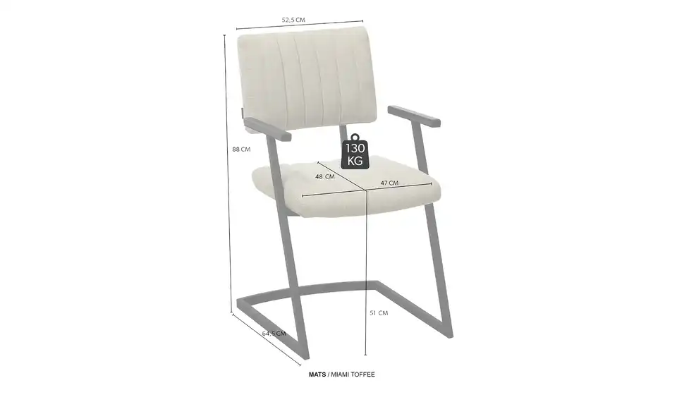 uno Esszimmerstuhl Mats, Bemaßung