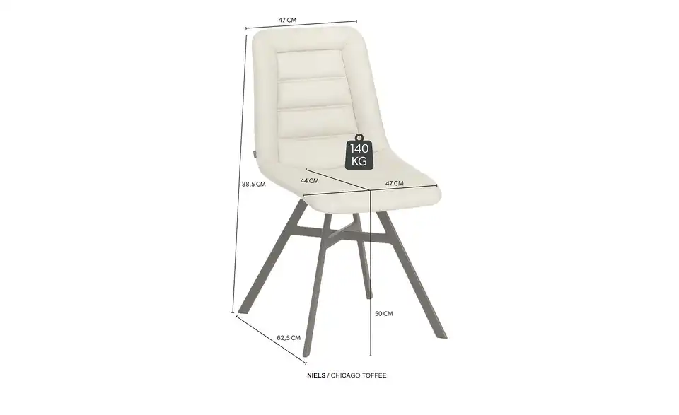 uno Esszimmerstuhl Niels, Bemaßung