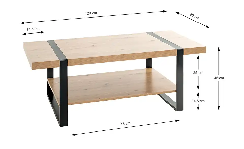 Couchtisch Schwerin, Bemaßung