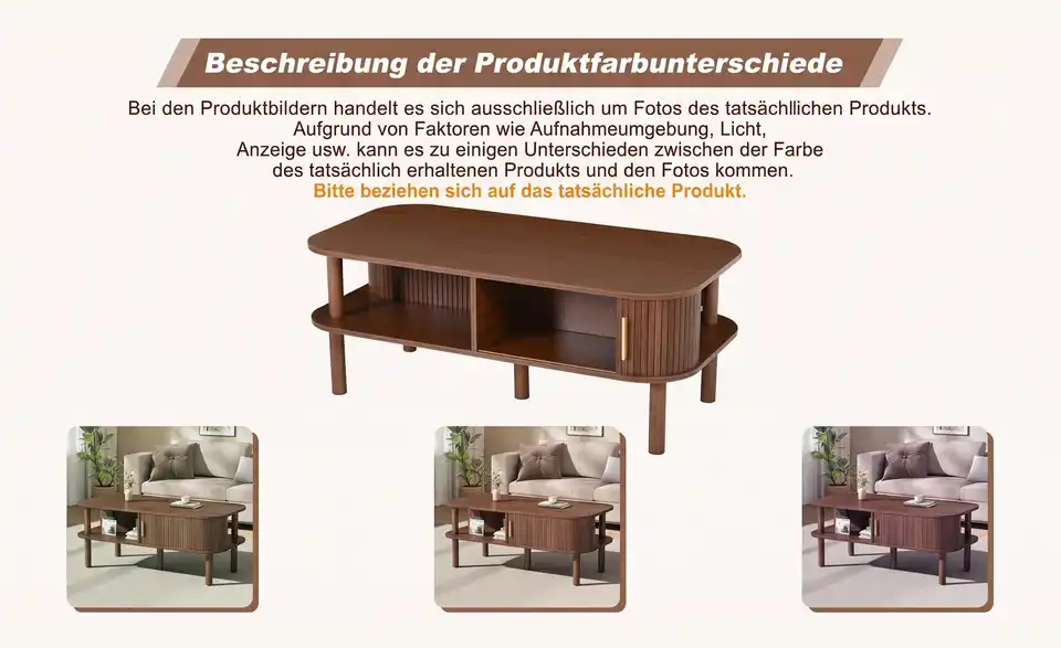 Couchtisch, Bild mit Text