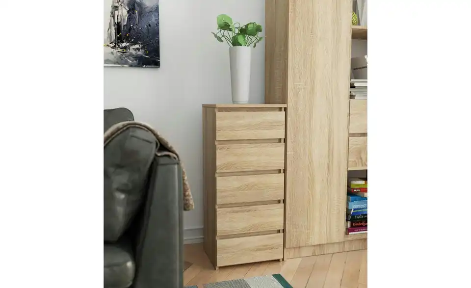 Kommode Carlo mit 5 Schubladen, in Wohnsituation