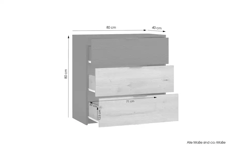 by Living Kommode Rimini, Bemaßung