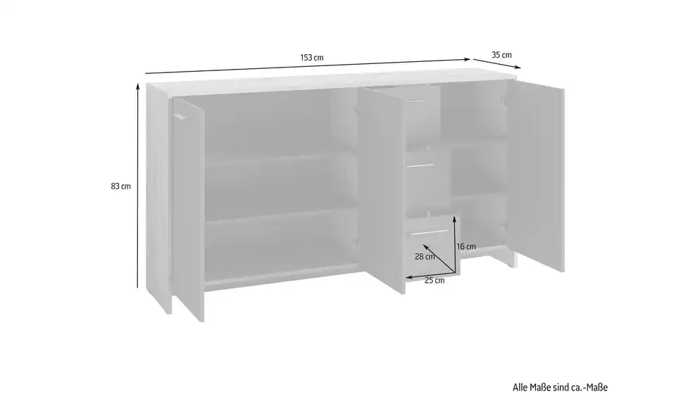 by Living Sideboard Ben, Bemaßung