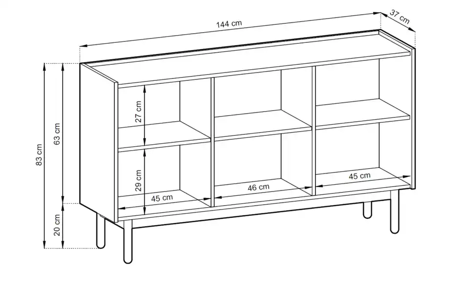 Sideboard Boho, Bemaßung