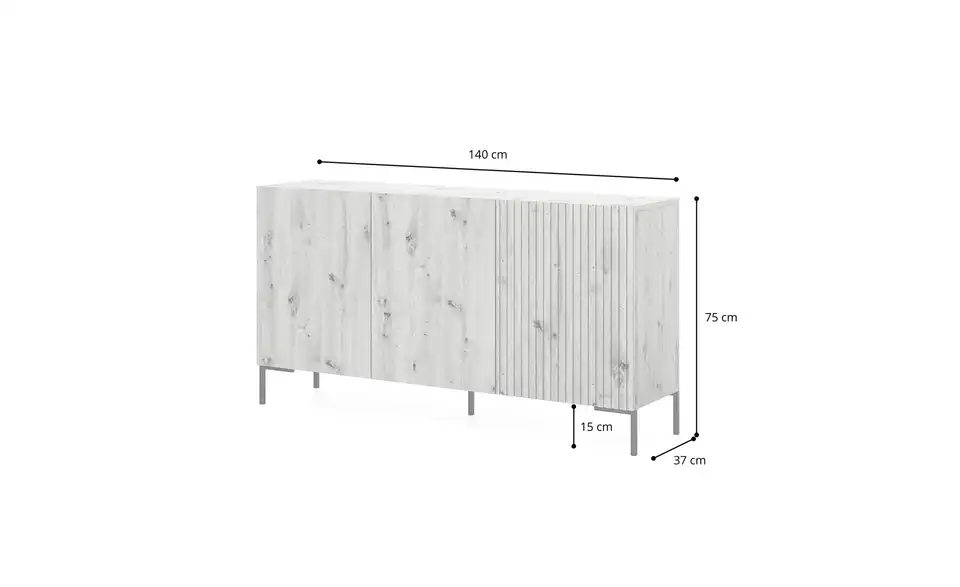 Selsey Sideboard Lammelo, Bemaßung