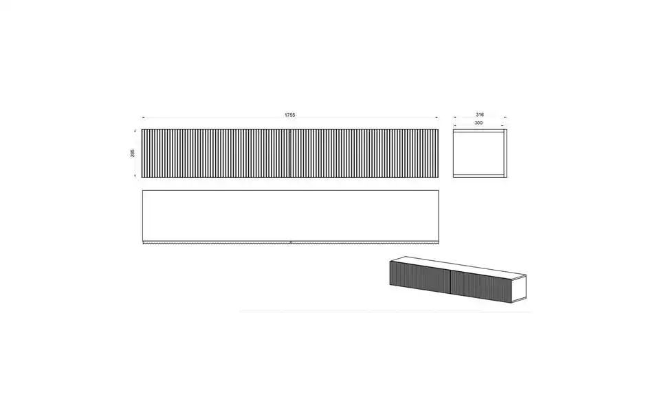Selsey Hängeboard Noelie, Bemaßung