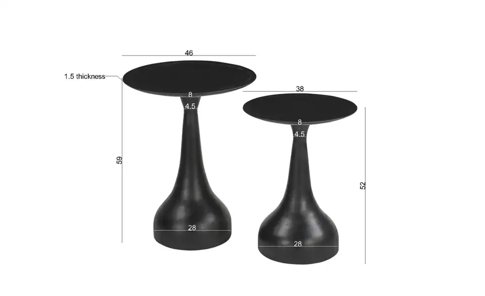Beistelltisch Black Smooth, Bemaßung