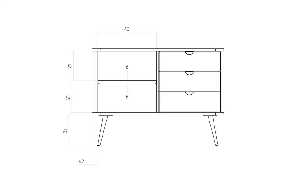 Sideboard Nico, Bemaßung