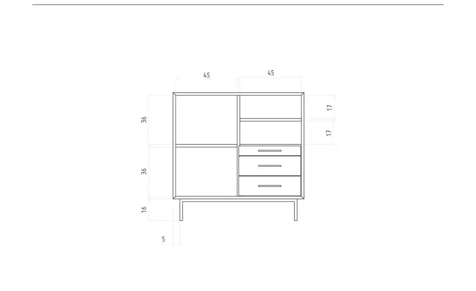 Highboard Clara, Bemaßung