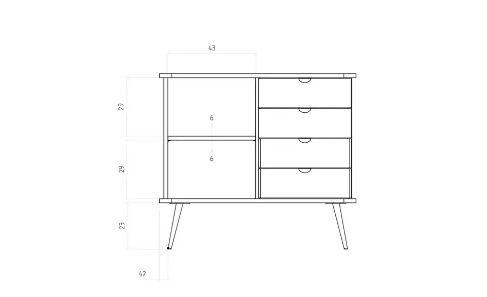 Sideboard Nico, Bemaßung